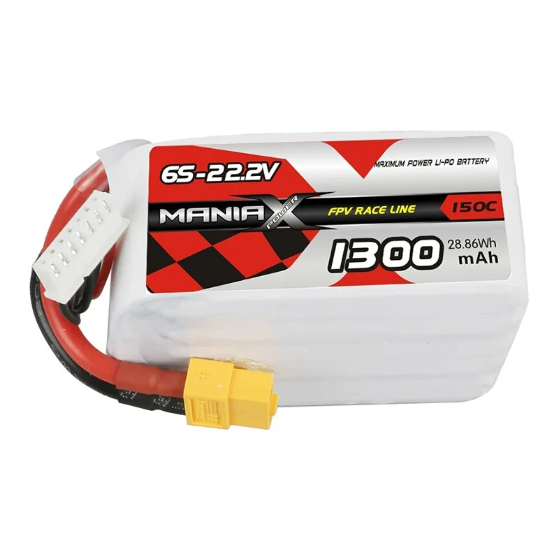 6S-22.2V 1300mAh 150C FPV 레이싱 Lipo 배터리