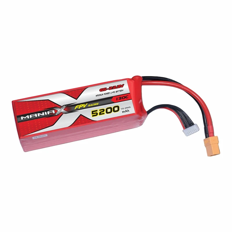 6S-22.2V 5200mAh 130C FPV 레이싱 Lipo 배터리