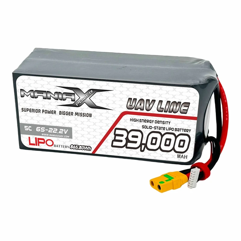 400Wh/Kg 고체-스테이트 Lipo 6S-22.2V 39,000mAh 5C 드론/ UAV/eVTOL/멀티 로터 배터리